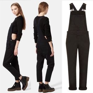 TOPSHOP denim black charcoal moto overall jumpsuit in size 25W
